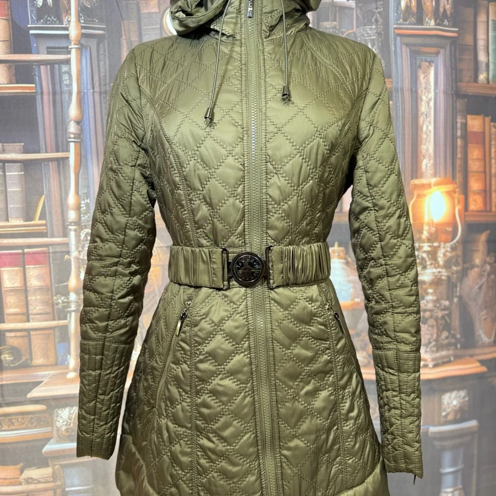 Laundry By Shelli Segal Quilted Hunter Green Puffer Coat‎ - Picture 7 of 10